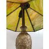 Image 3 : GILDED 6 PANEL SLAG GLASS TABLE LAMP - SEE ALL PICS