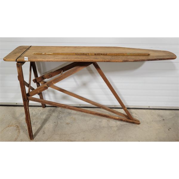 LOT OF 2 - FOLDING IRONING BOARD & CONDUITS NATIONAL CO YARDSTICK
