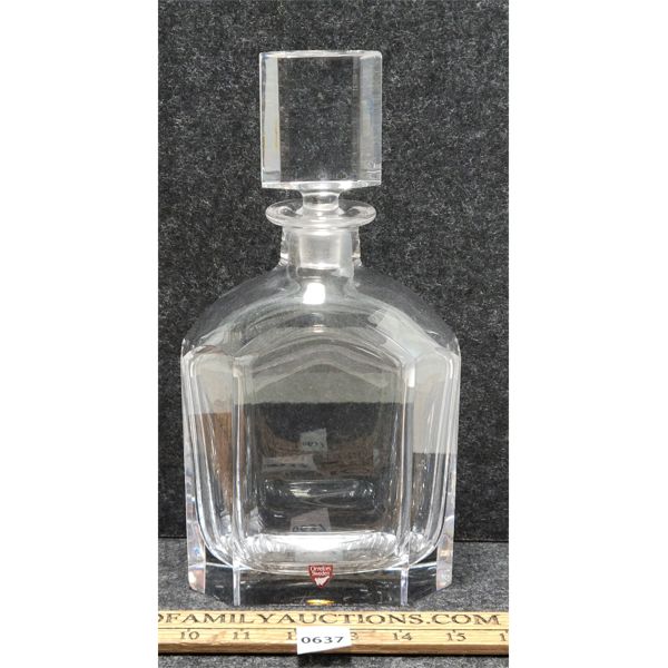 ORREFORS CRYSTAL DECANTER - MFG SWEDEN