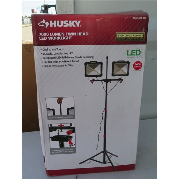 Husky 7000 Lumen Twin Head LED Worklight in Box