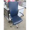 Image 1 : 50-Steel Case Style Navy Contemporary Leather Armchairs - 50 X $