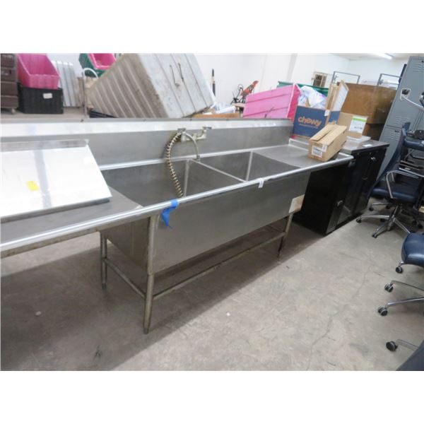 S/S 10' 2 Comp Pot Sink w/Drainboards and Wand