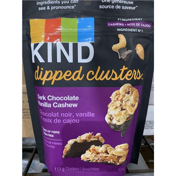 CASE LOT - KIND dark chocolate vanilla cashew dipped clusters 8x113g