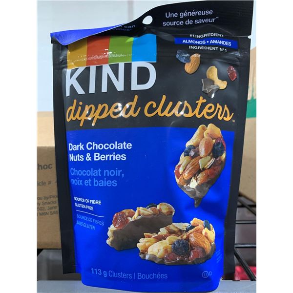 CASE LOT - KIND dark chocolate & mixed berry dipped clusters 8x113g