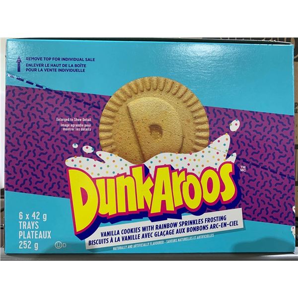 CASE LOT - Dunkaroos vanilla cookies with rainbow sprinkle icing 6x252g