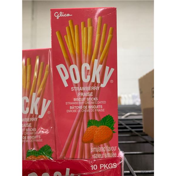 CASE LOT - Poky Strawberry Cream Coated Biscuit Sticks 10 Packs