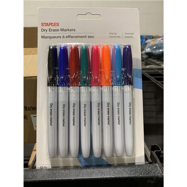 CASE LOT - Staples Multi Color Pack Dry Erase Markers 6x8 Packs