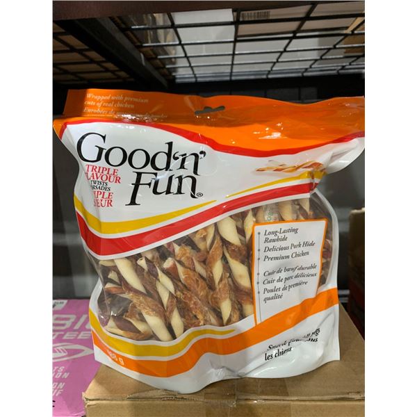 CASE LOT - Good N Fun Triple Flavor Twists Dog Treats 3x488g