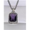 Image 1 : Silver Amethyst Emerald Cut 1,2 Carat Pendant & Chain Set