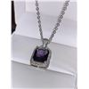 Image 2 : Silver Amethyst Emerald Cut 1,2 Carat Pendant & Chain Set