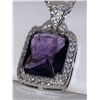 Image 3 : Silver Amethyst Emerald Cut 1,2 Carat Pendant & Chain Set