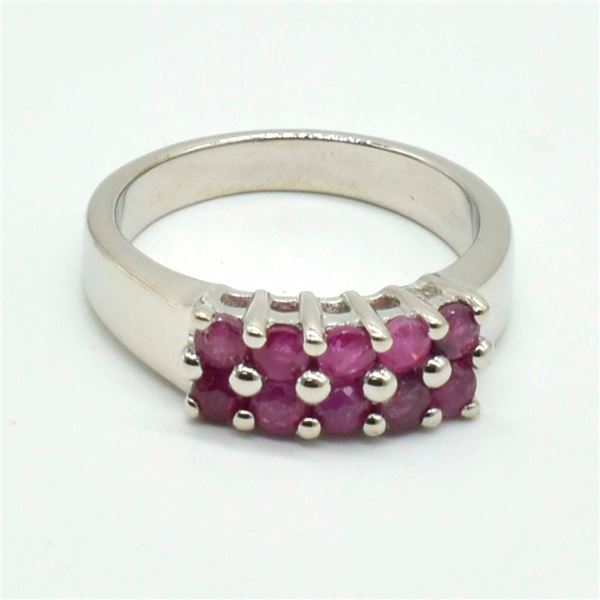 Silver Ruby (0.9ct) Rhodium Plated Ring  (~weight 4.4g), Suggested Retail Value $220