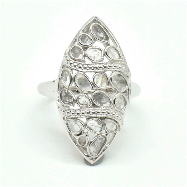 Silver Diamond (0.75ct) Rhodium Plated Ring (~weight 4.55g), Suggested Retail Value $460