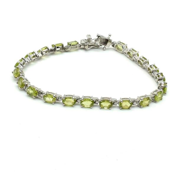 Silver Peridot(8.5ct) Rhodium Plated Bracelet (~Size 0) (~length 0 inches) (~weight 10.8g), Suggeste
