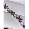 Image 2 : Natural Aquamarine & Garnet 17.20 Carat Marquise Cut Tennis Bracelet 925 Silver Appraised $1600.00