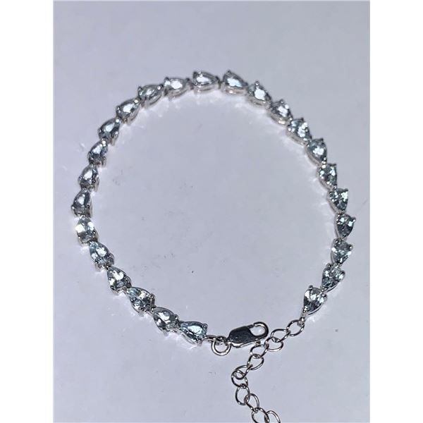 Natural Aquamarine 13.20 Carat Pear cut Multi Stone Tennis Bracelet Appraised $1400.00