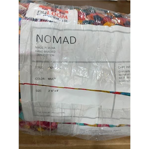 Nomad Hand Braided 100% Cotton Multi Color 2'6" x 8'  Area Rug