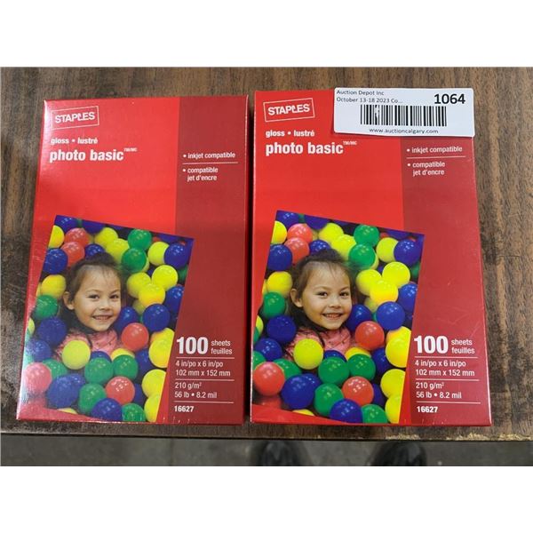 Staples Gloss Photo Basic 2 x 100 Sheets 4"x6"