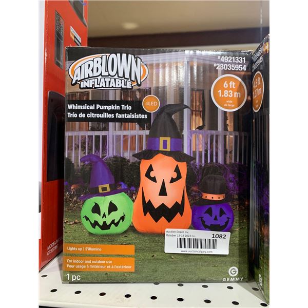 Airblown Inflatable Whimsical Pumpkin Trio  with lights -  6 Feet Wide