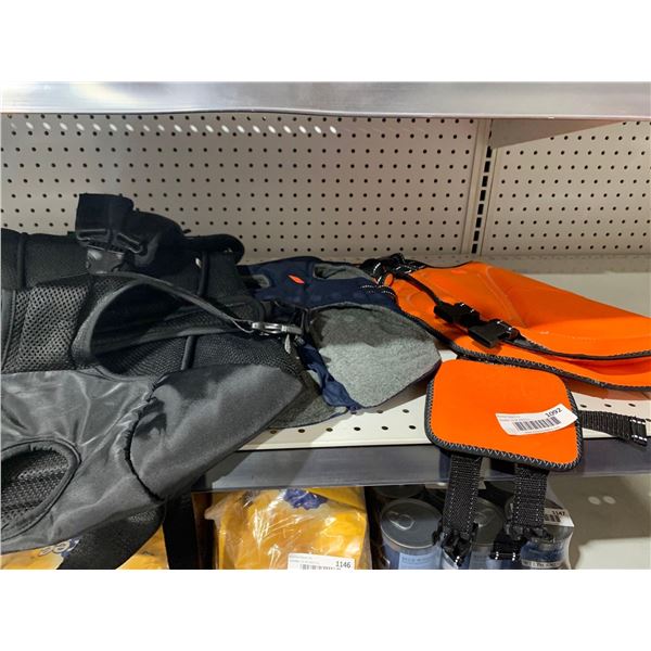 Lot of Dog Accessories - Wearable Dog Carrier, Dog Life Jacket and Dog Coat