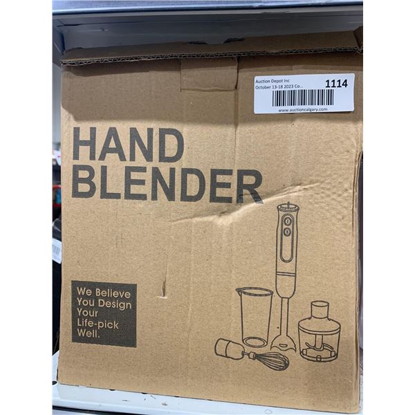 Hand Blender with Whisk, and Chopper Attachments