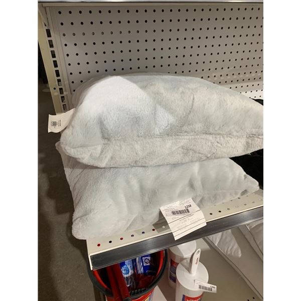 Lot of 2 Rabbit Fur 18" x 18" Throw Pillows Light Grey