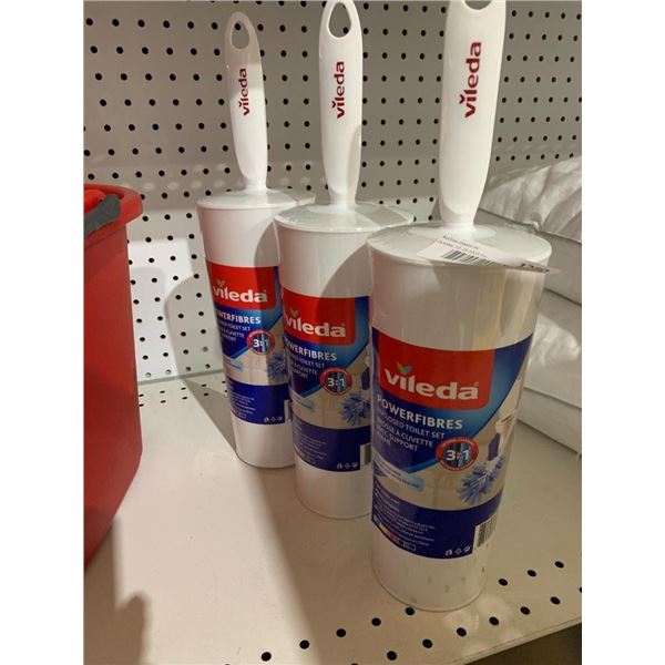 Vileda Lot of 3 PowerFibres Enclosed Toilet Set