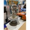 Image 2 : Decorative Silver Birds in Glass Dome on Grey Ceramic Stand