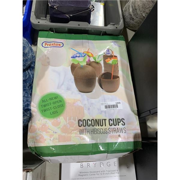 Prextex Coconut Cups w/ Hibiscus Straws
