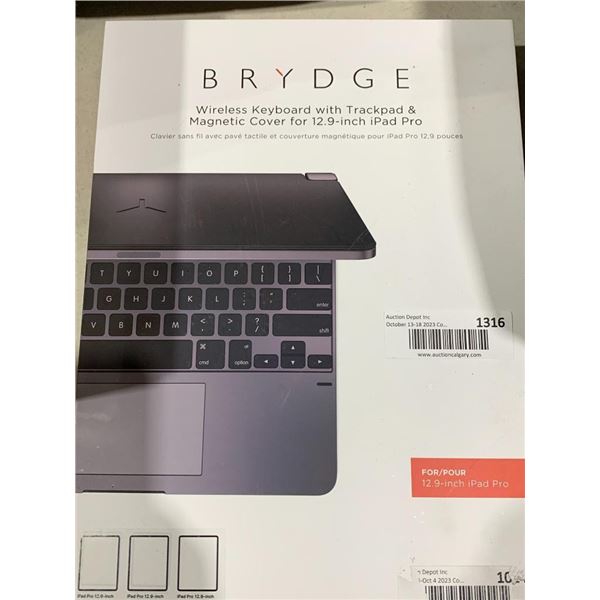 Brydge Wireless Keyboard w/ Trackpad & magnatic Cover for 12.9" iPad Prp