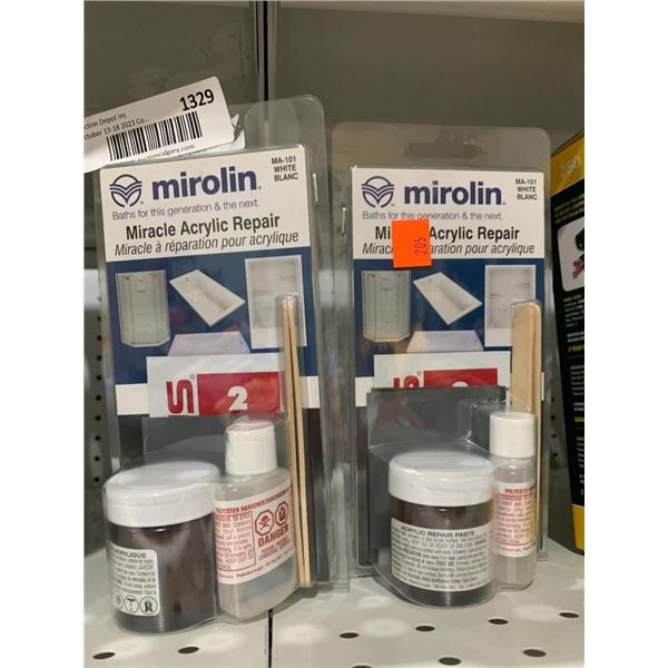 Mirolin Miracle Acrylic Repair White Lot of 2