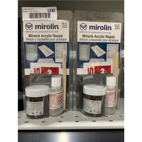 Mirolin Miracle Acrylic Repair White Lot of 2