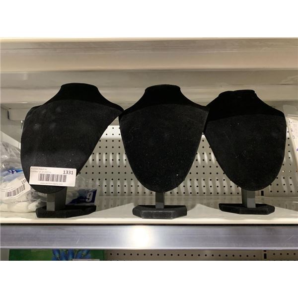 Lot of 3 Black Velvet 3D Necklace Stands
