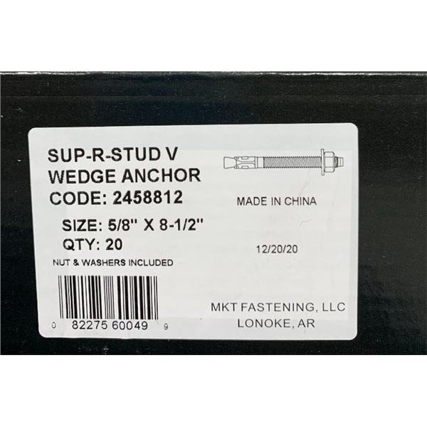 Sup-R-Stud V Wedge Anchor Pack of 20 - 5/8" X 8-1/2"