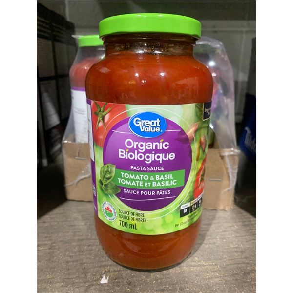 Great Value Organic Pasta Sauce Tomato & Basil - Lot of 6 x 700ml