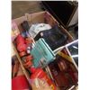Image 7 : TRAY OF HOUSEHOLD ITEMS, COLEMAN LANTERN AND TRAY OF TOOLS, FIRE EXTINGUISHER, ETC