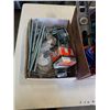 Image 3 : 2 BOXES OF VARIOUS TOOLS, STRAPS, LEVELS, CAR BOOKS, ETC