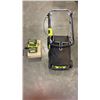 Image 1 : RYOBI ELECTRIC LAWN MOWER W/ 2 BATTERIES AND CHARGER - WORKING