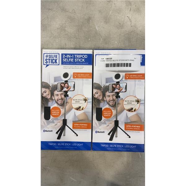 2 2IN1 TRIPOD SELFIE STICKS WITH RING LIGHT