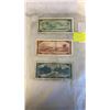 Image 2 : 3 - 1954 CANADIAN BILLS $1, $2, $5