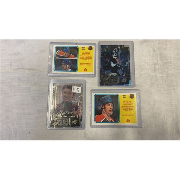 4 COLLECTIBLE WAYNE GRETZKY HOCKEY CARDS