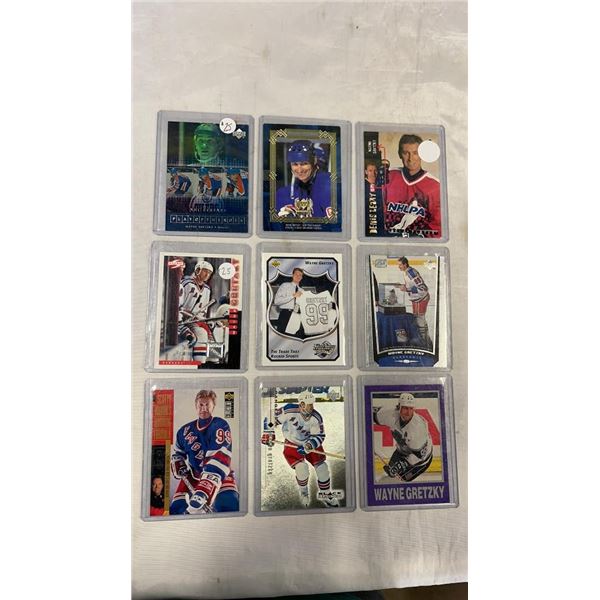 9 COLLECTIBLE WAYNE GRETZKY HOCKEY CARDS