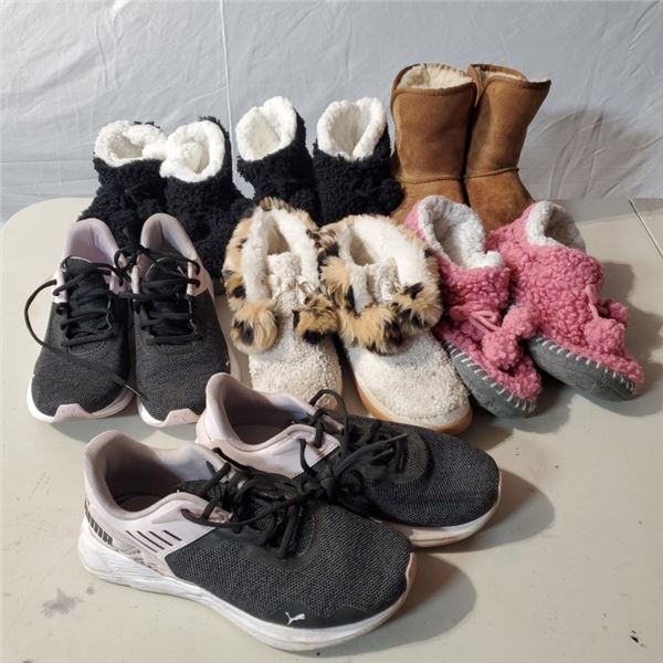 LOT OF SIZE 5 AND 6 FOOTWEAR INCLUDING MAKMUK'S STYLE WOOL BOOTS PUMA SHOES AND TOM TOM'S BOOTS