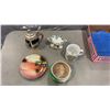 Image 2 : 2 BOXES OF SILVER PLATE TRAY, CRYSTAL DISHES, GERMAN STEINS, ETC