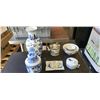 Image 1 : LOT OF BLUE AND WHITE EASTERN VASES, LIDDED URN, BOWLS AND SILVER OVERLAY TEAPOT