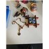 Image 2 : LOT OF COLLECTIBLES INCLUDING BOSSONS HEADS, POCKET KNIVES, AS FOUND FIGURINES, CLOCK ETC