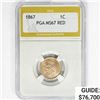 Image 1 : 1867 Indian Head Cent PGA MS67 RED