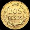 Image 2 : 1945 Mexico .0482oz Gold 2 Pesos UNCIRCULATED
