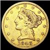 Image 1 : 1843 $5 Gold Half Eagle ABOUT UNCIRCULATED