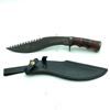 Image 1 : Fixed 9" Kukri Blade Knife with Wood Handle and Leather Belt Sheath